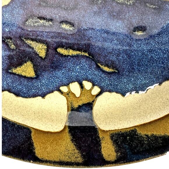 Labaire Pottery Blue Signed Tree of Life Oval 10.75" Serving Platter-Excellent! - Picture 6 of 8